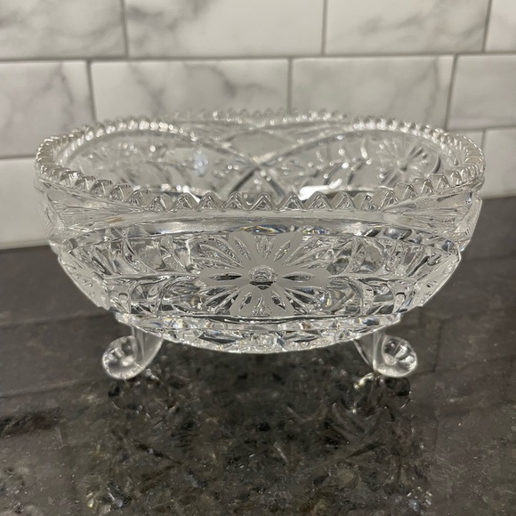 Other - Vintage Cut Glass Footed Compote Snack Bowl Candy Dish